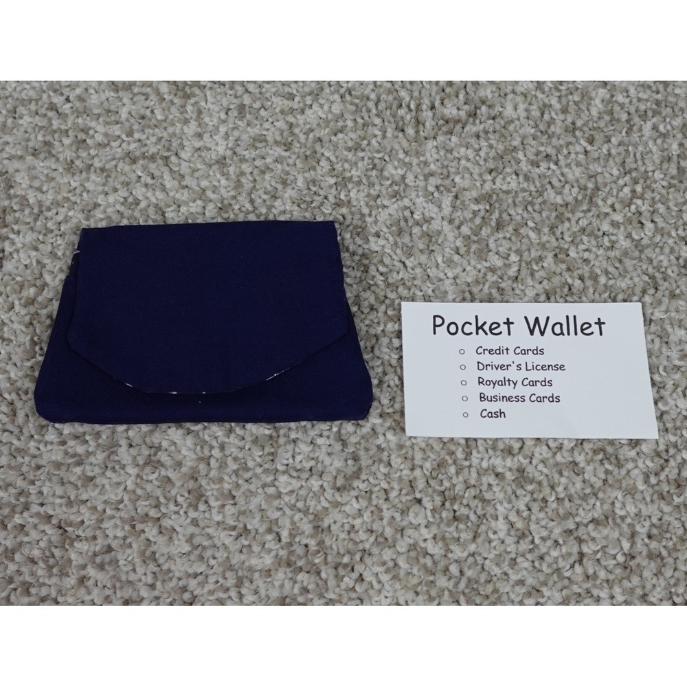 Handmade Navy Blue Canvas Pocket Wallet Galaxy Celestial Print Interior Snap - Picture 2 of 6